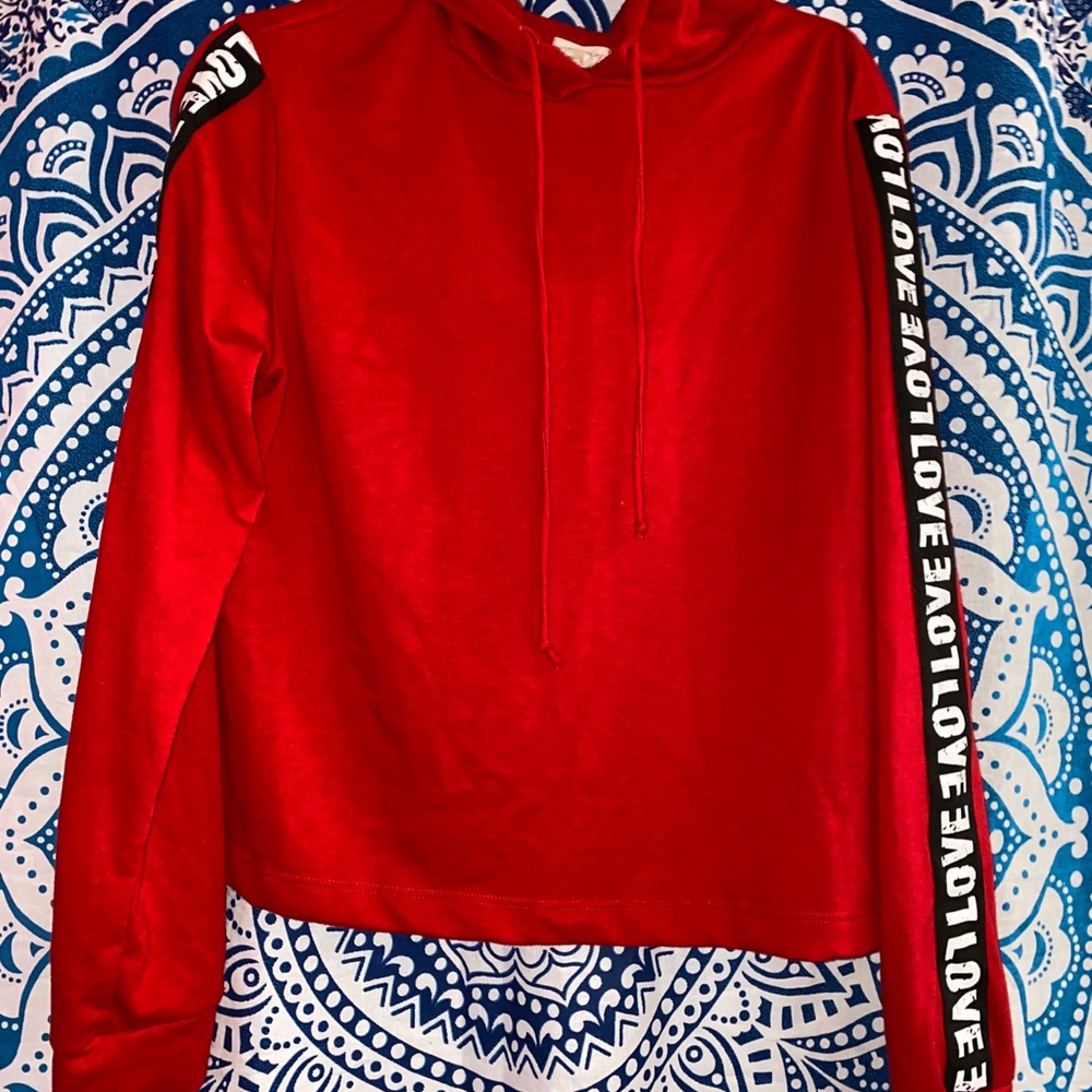 Red long sleeve shirt w/ hood